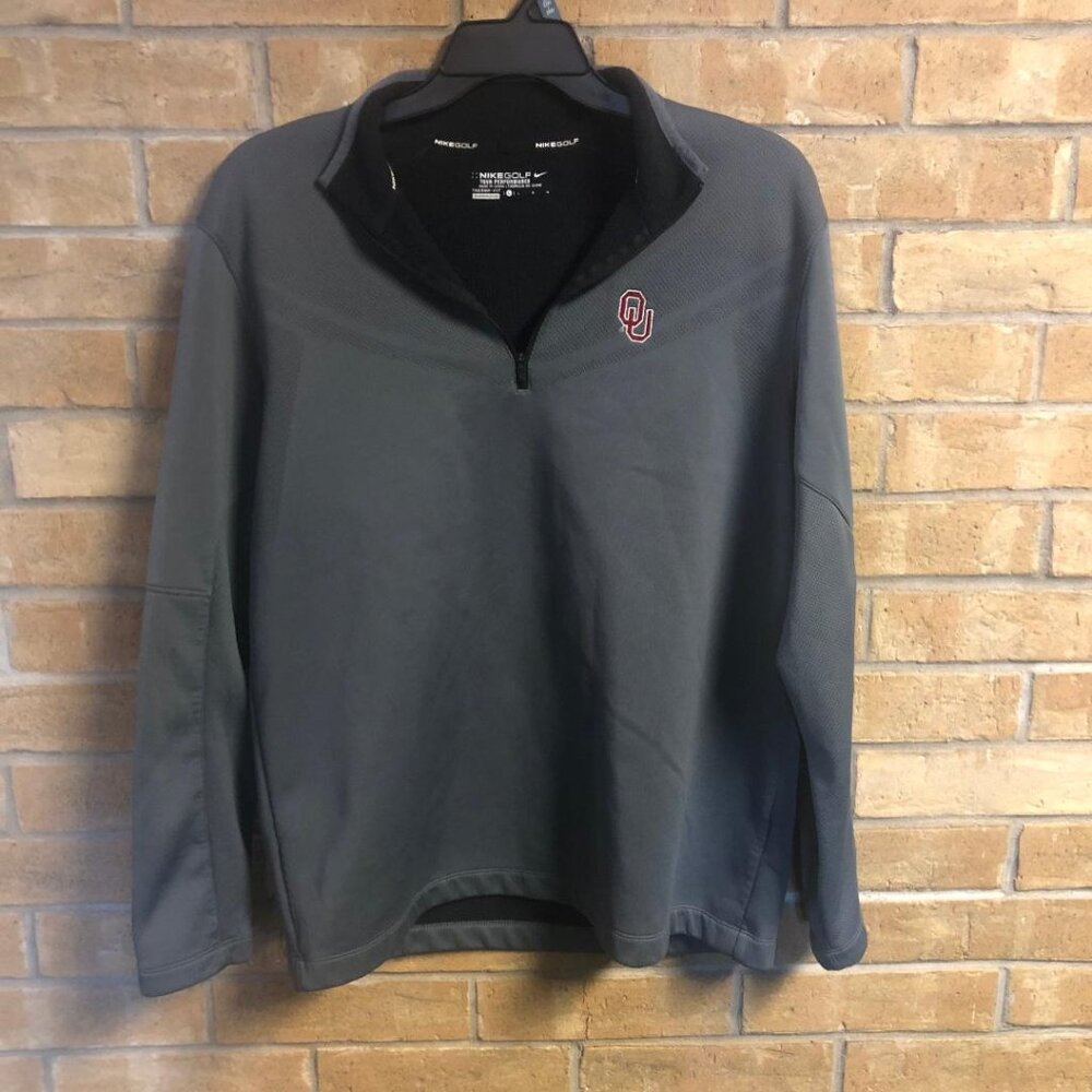 Men's Gray Nike Golf Tour Performance Therma-Fit OU Sweatshirt 1/4 Zip Size Lg